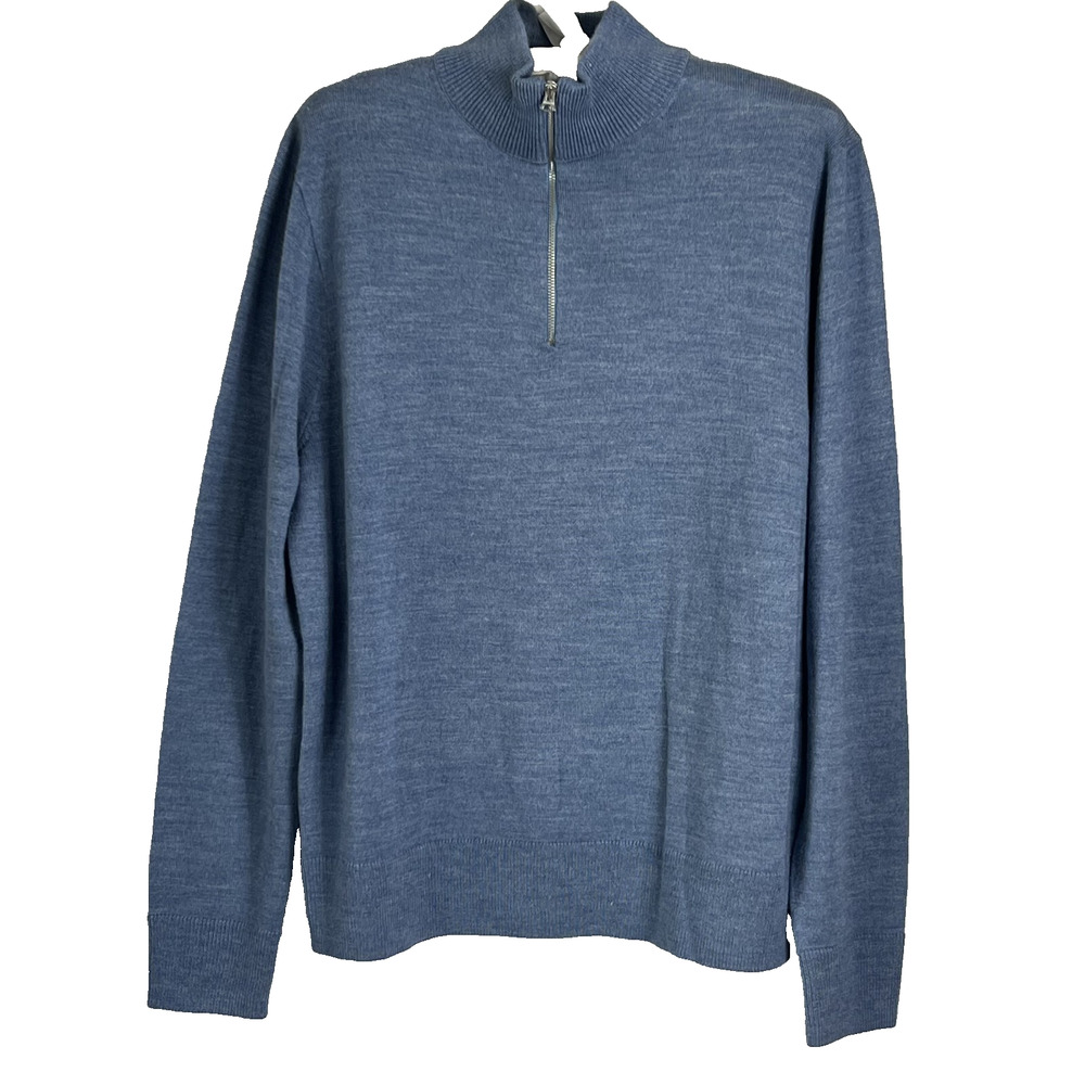J.CREW Sweater Men's Size L Merino Wool Blend 1/2 Zip Mock Neck BB697